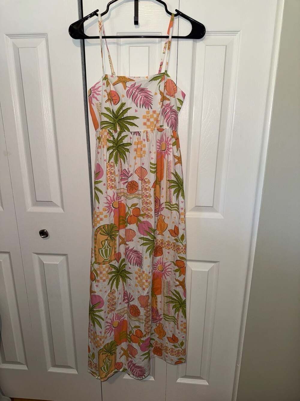 Japna Tropical Patchwork Graphic Strappy Maxi Sundress Size SMALL
